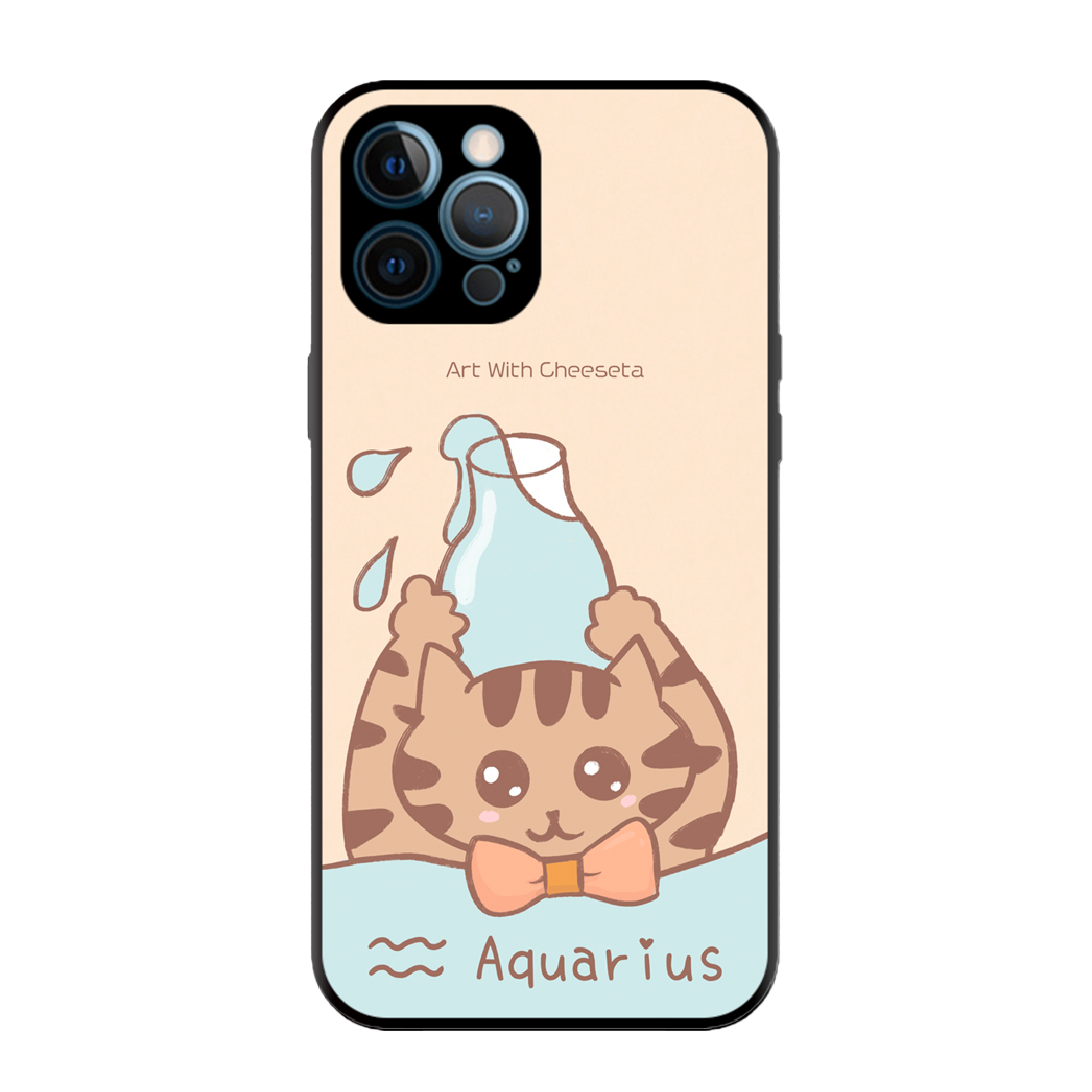 水瓶座Aquarius 玻璃面手機殼-01 Cheeseta星座系列 - 水瓶座Aquarius 玻璃面手機殼 Cheeseta星座系列 手機殼 電話殼 原創 可愛 卡通 送禮 生日禮物