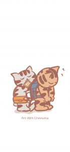 I Go School By Foot - Wallpaper -Art with cheeseta，手機桌布，免費桌布，免費wallpaper，貓貓畫，貓畫，貓，貓wallpaper，cat wallpaper，illustration, 插畫, 插圖, 畫畫, 搞笑手機牆紙, 免費禮物, 生日禮物, 生日