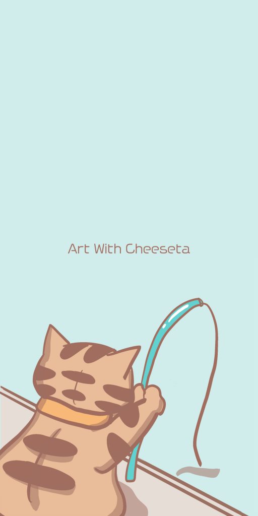 Art With Cheeseta - Fishing Cat 釣魚的貓 ，Wallpaper -Art with cheeseta，手機桌布，免費桌布，免費wallpaper，貓貓畫，貓畫，貓，貓wallpaper，cat wallpaper，illustration, 插畫, 插圖, 畫畫, 搞笑手機牆紙, 免費禮物, 生日禮物, 生日